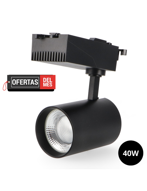 Foco Led Para Carril Prolux Negro 40W Monofásico