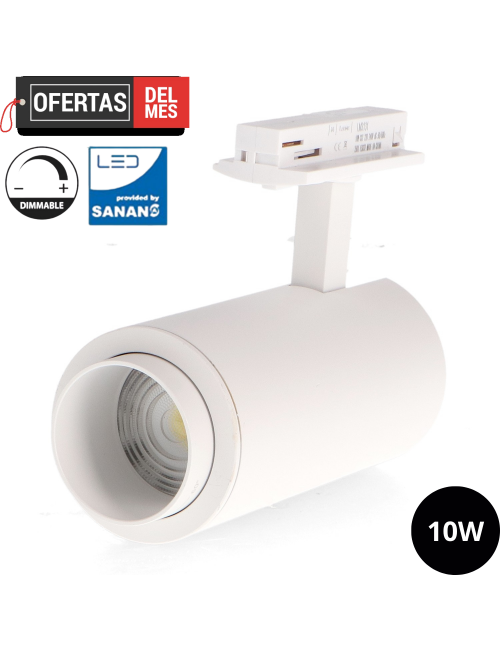 Foco Led Para Carril White Bari 10W óptica Regulable Monofásico Cct