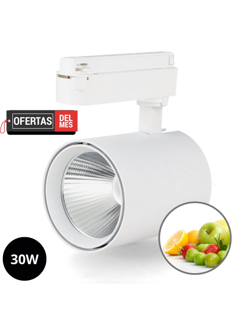 Foco Led Para Carril White Air 30W Monofásico No Flicker - Frutas