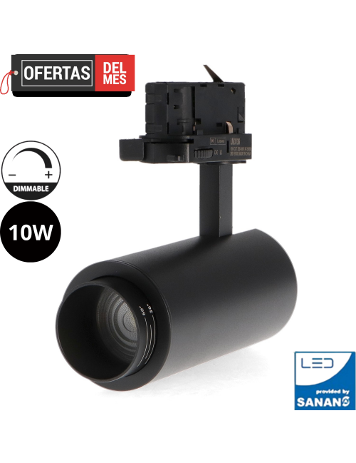 Foco Led Para Carril Black Bari 10W óptica Regulable Trifásico Cct