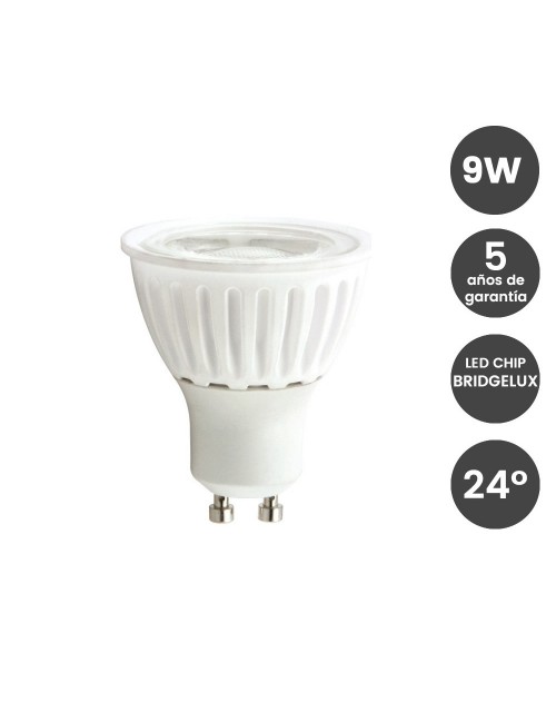 Dicroica LED COB 9W 24º Cerámica GU10