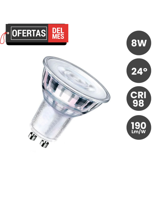 Dicroica LED GU10 8W Cristal 190Lm/w 24º SMD1A1A 