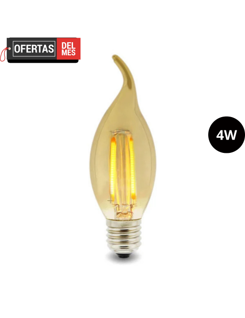 Bombilla Led Filamento E14 C35 Punta 4W ámbar