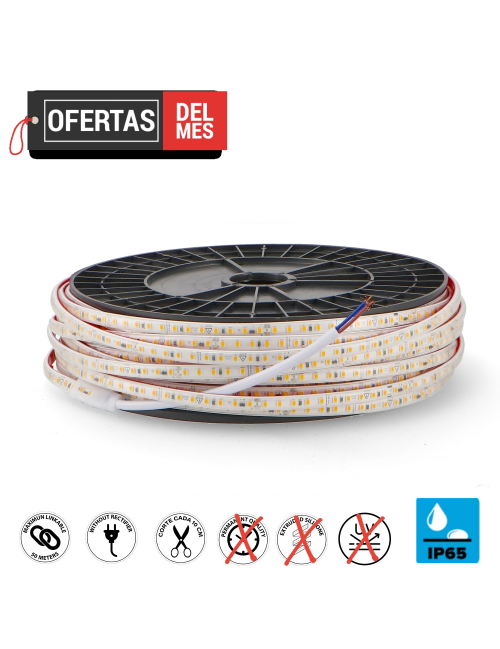 Tira de Led 220V Ac Smd2835 Ecofast 10W/m Ip65 - 50 Metros