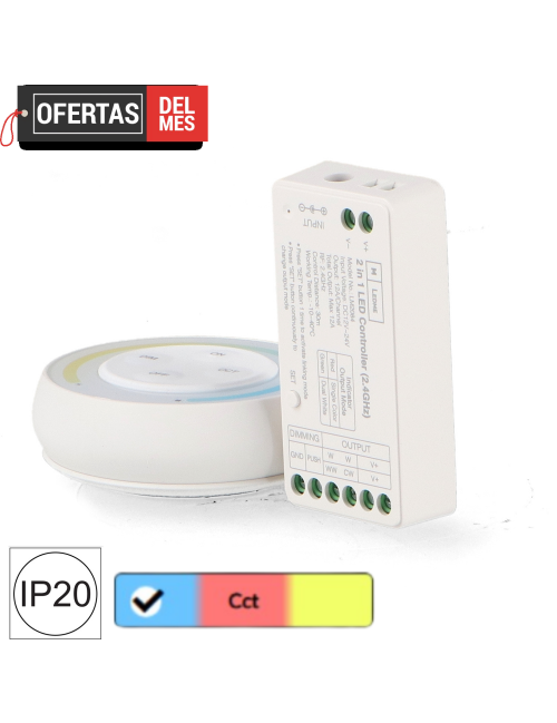 Controlador Regulador Monocolor+Cct 12/24V Dc + Mando Rf