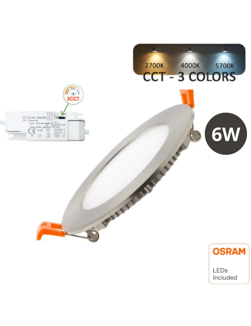 Downlight LED Circular 6W Acero Color seleccionable OSRAM CHIP
