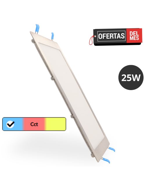 Panel Led Cuadrado Niquel 25W Cct