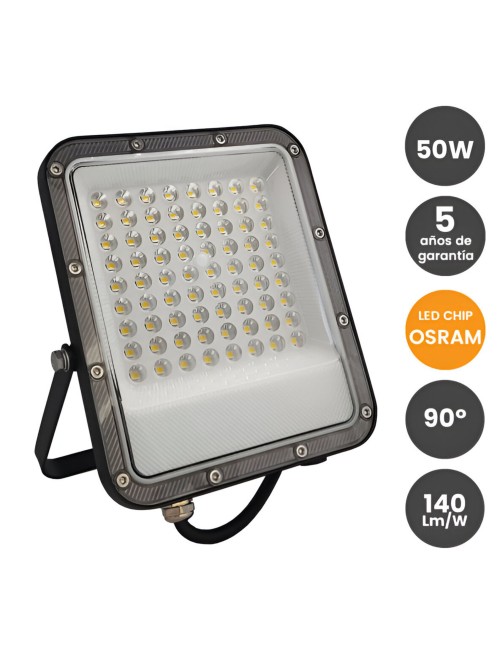 Foco Proyector Exterior LED 50W OSRAM CHIP 140Lm/W - 3 Años de garantia