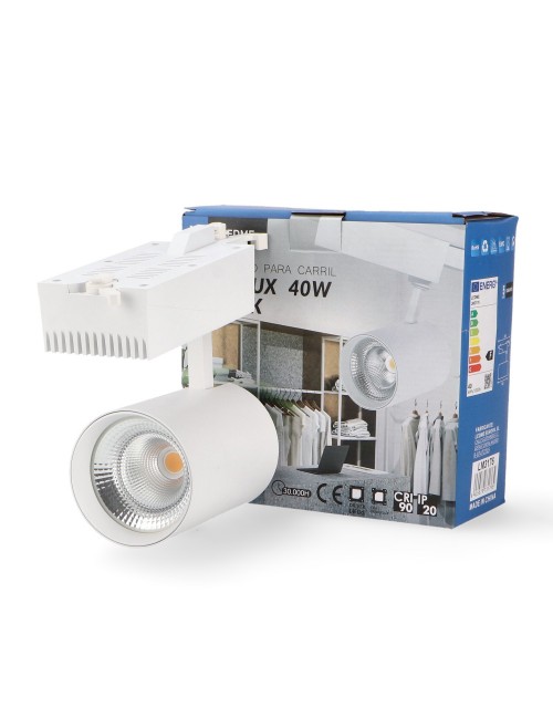 Foco Led Para Carril Prolux Blanco 40W Monofásico 