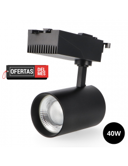 Foco Led Para Carril Prolux Negro 40W Monofásico