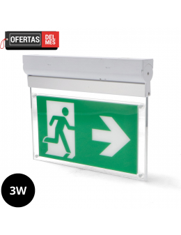 Emergencia Led 3W Sinyal Permanente Con Cartel Doble Cara y Botón Autotest