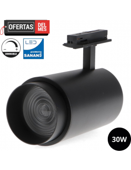 Foco Led Para Carril Black Bari 30W óptica Regulable Monofásico Cct