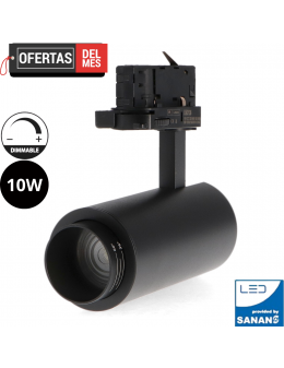 Foco Led Para Carril Black Bari 10W óptica Regulable Trifásico Cct