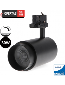 Foco Led Para Carril Black Bari 30W óptica Regulable Trifásico Cct