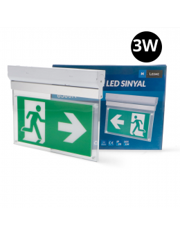 Emergencia Led 3W Sinyal Permanente Con Cartel Doble Cara y Botón Autotest