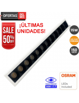 Empotrable LED 15W OSRAM Chip 24º UGR17 150lm/W