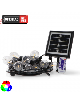 Guirnalda Led Solar 3W de 10 Bombillas E27 Exterior Ip65 - Rgb