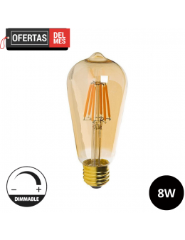 Bombilla LED Filamento Vintage 8W E27 Gold ST64 - Dimable