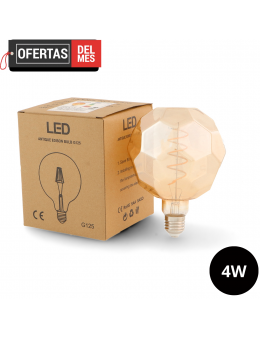 Bombilla Led Filamento Espiral E27 G125 Ball 4W ámbar
