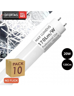 Pack 10 Tubo LED 20W Cristal 120cm 170LM/W ALTA LUMINOSIDAD No FLICK 