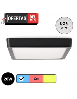 Panel de Superficie Negro Cuadrado 20W Cct