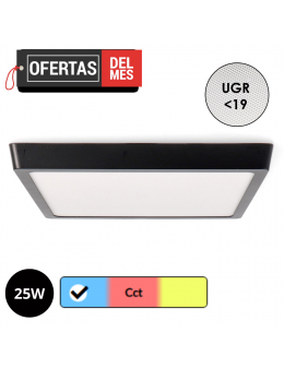 Panel de Superficie Negro Cuadrado 25W Cct