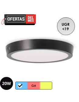 Panel de Superficie Circular Negro 20W Cct