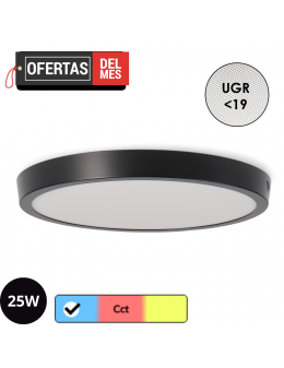 Panel de Superficie Circular Negro 25W Cct