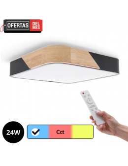 Plafon Led Black Wood Square 24W