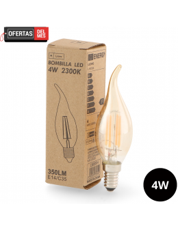 Bombilla Led Filamento E14 C35 Punta 4W ámbar