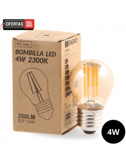Bombilla Led Filamento E27 G45 4W ámbar