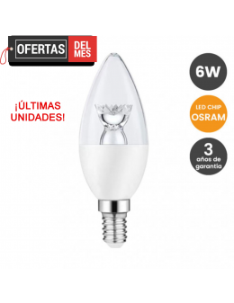Bombilla LED Vela con Lente 6W E14 C37 - OSRAM CHIP