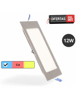 Panel Led Cuadrado Niquel 12W Cct