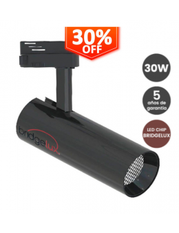 Foco LED 30W Cromo Negro para Carril Monofásico DOB Driverless 24º