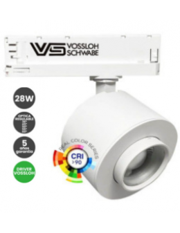 Foco LED 28W Carril Trifásico Blanco con Óptica Regulable