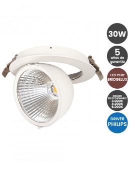 Downlight LED 30W Color Seleccionable Chip Bridgelux Driver Philips