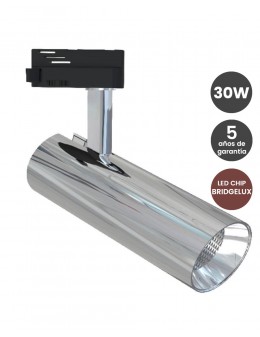 Foco LED 30W Cromo Plata para Carril Monofásico DOB Driverless 24º