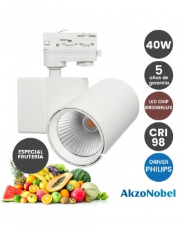 Foco LED 40W PHILIPS Driver Chip Bridgelux Blanco para Carril Trifasico Especial Frutería