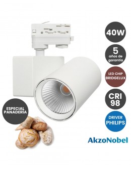 Foco LED 40W PHILIPS Driver Chip Bridgelux Blanco para Carril Trifasico Especial Panadería