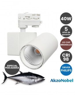 Foco LED 40W PHILIPS Driver Chip Bridgelux Blanco para Carril Trifasico Especial Pescadería