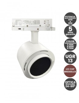 Foco LED Trifasico Optica Regulable 24-60º Color y Potencia Seleccionable 40W-26W UGR13