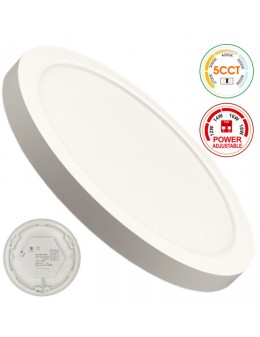Plafón + Downlight LED - Circular- BONN Blanco - Potencia Ajustable 18W - 16W - 14W - 12W - 5CCT - SMD2835 140Lm/W - IP44