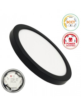 Plafón + Downlight LED - Circular- BONN Negro - Potencia Ajustable 8W - 6W - 4W - 2W - 5CCT - SMD2835 140Lm/W - IP44